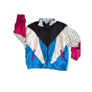 Vintage 80s Color block and Polka Dot Windbreaker